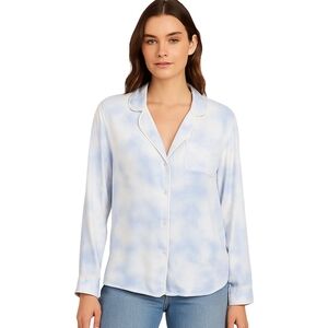 RAILS Kellen Top Womens XL Blue White Tie Dye Pajama Style Button Top Soft Girl